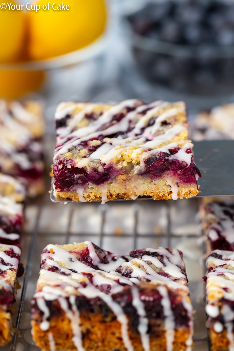 Blueberry Cobbler Bars with lemon icing, YUM!