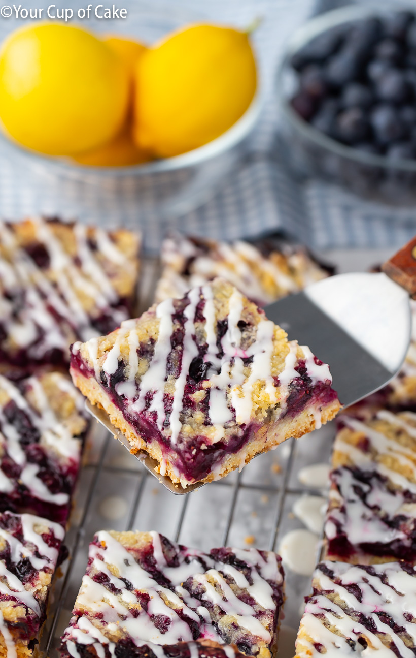 I love making these all summer long! Blueberry Cobbler Bars