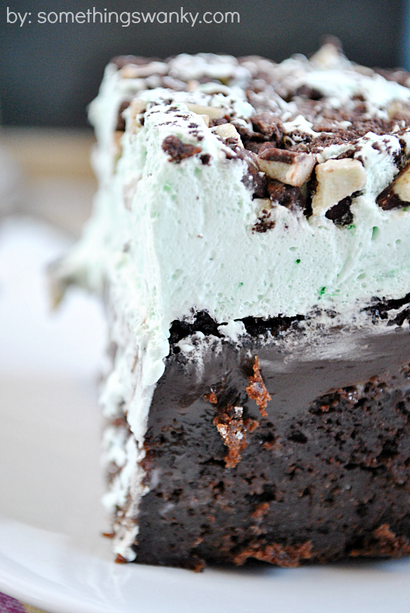 Better than Thin Mints Grasshopper Poke Cake