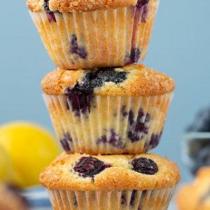 Super Easy Lemon Blueberry Muffins that taste like they came from a bakery!