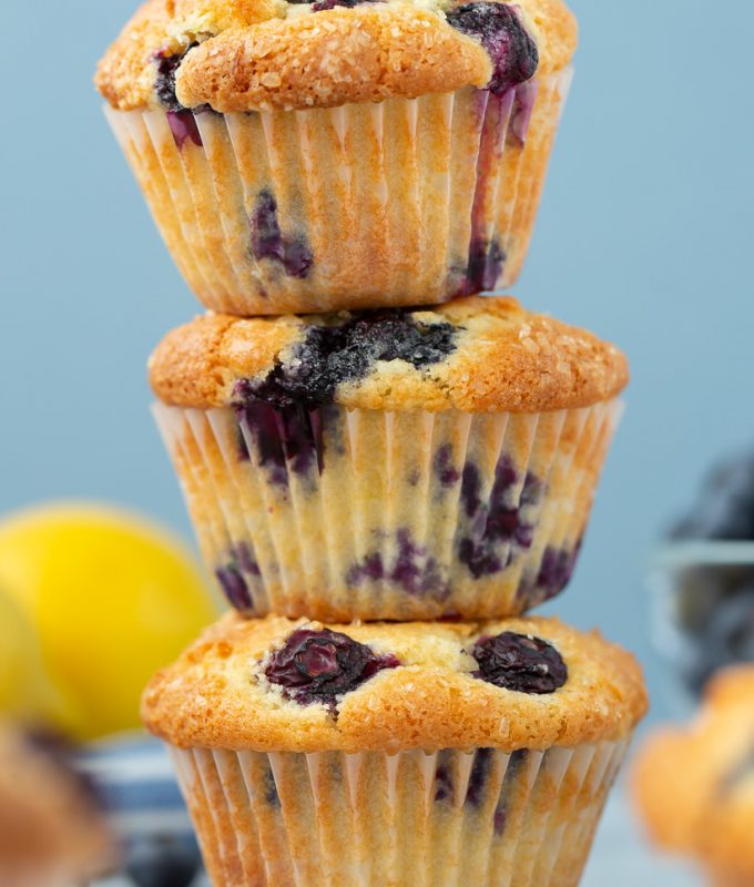 Super Easy Lemon Blueberry Muffins that taste like they came from a bakery!