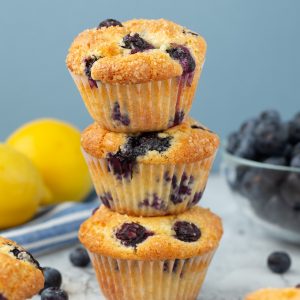 Small batch recipe for Easy Lemon Blueberry Muffins