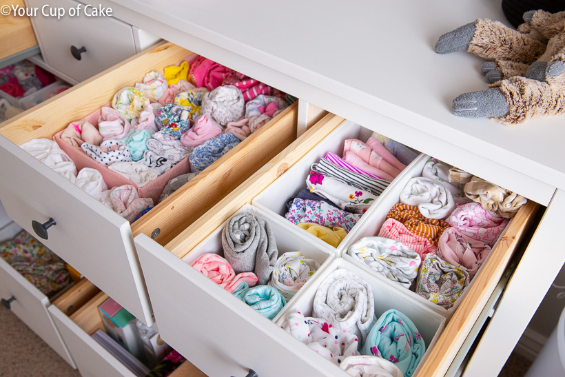 Nursery Storage using Ikea Dresser organizers