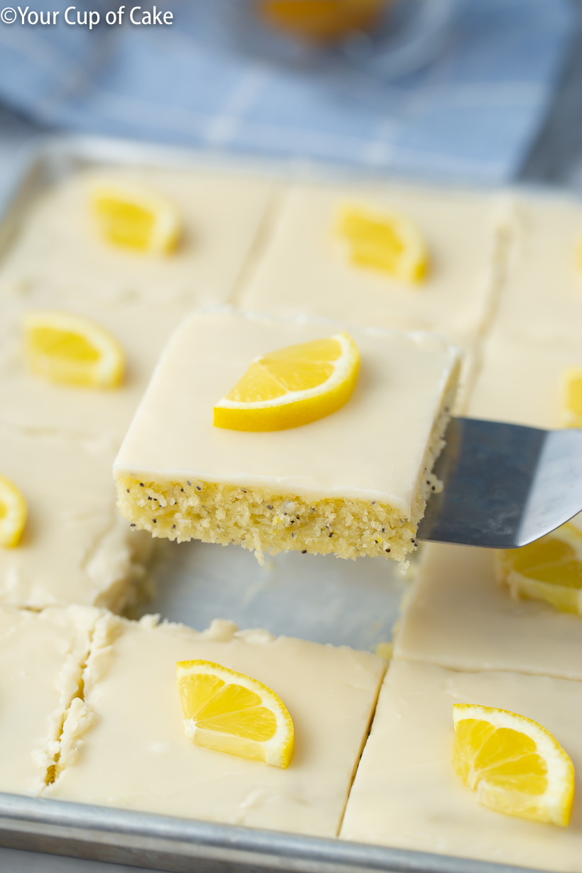 The BEST potluck dessert, Lemon Poppy Seed Sheet Cake