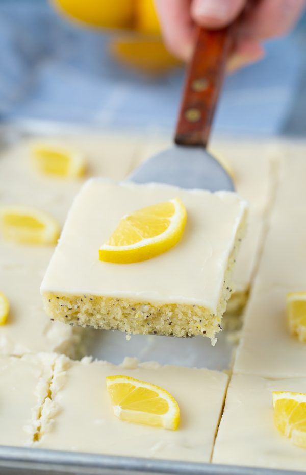 The BEST Potluck dessert recipe, Lemon Poppy Seed Sheet Cake