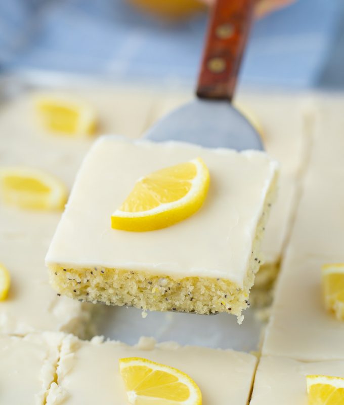 The BEST Potluck dessert recipe, Lemon Poppy Seed Sheet Cake