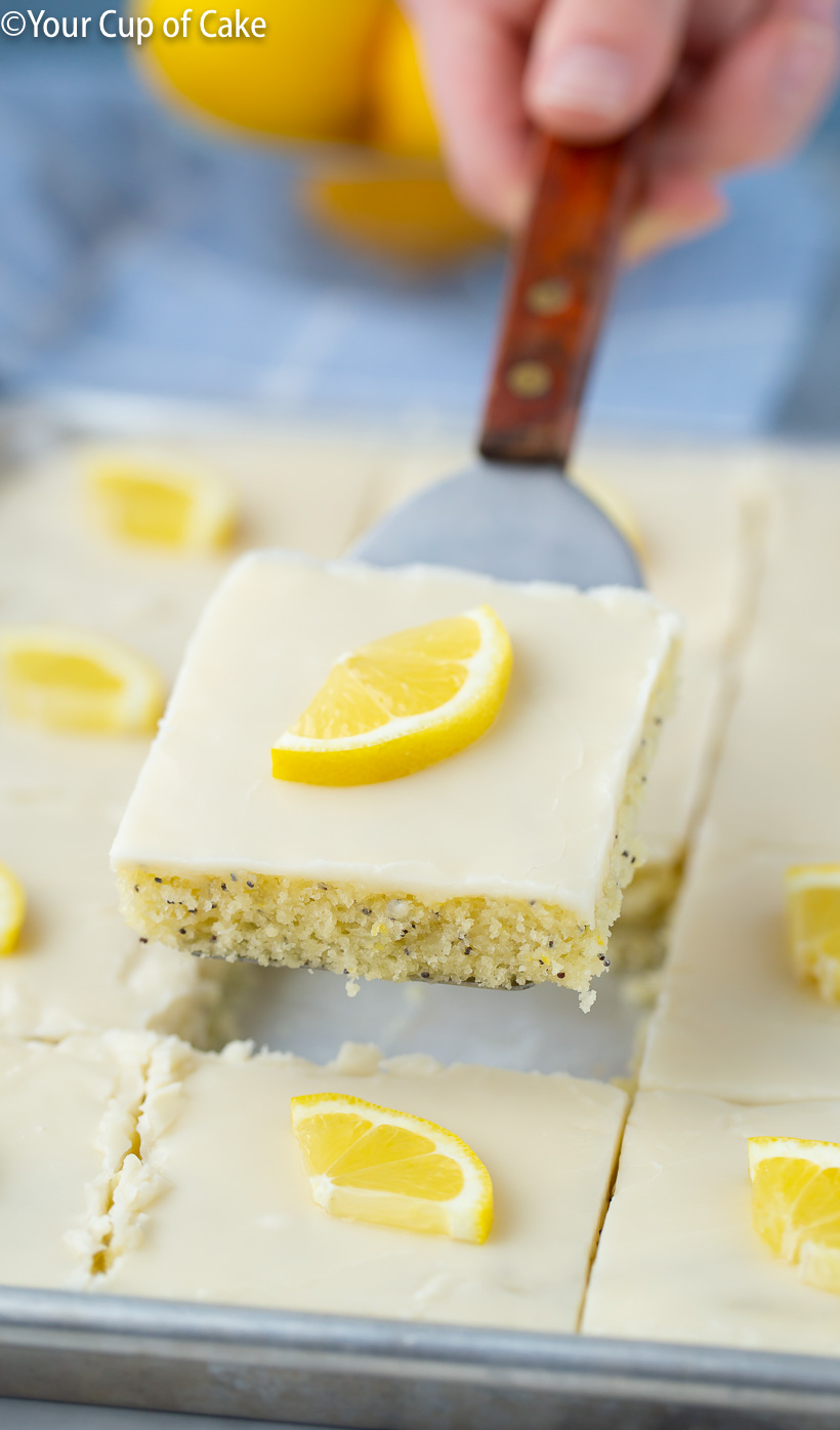 The BEST Potluck dessert recipe, Lemon Poppy Seed Sheet Cake