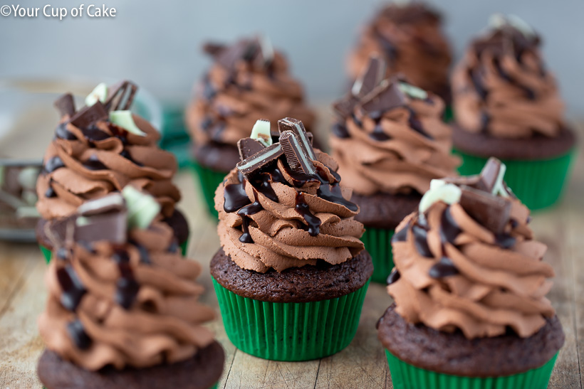 Mint Chocolate Mousse Cupcakes with 3 ingredient Frosting