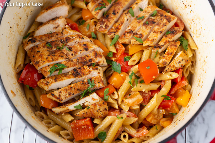 Love this recipe all year long! One Pot Creamy Cajun Chicken Alfredo