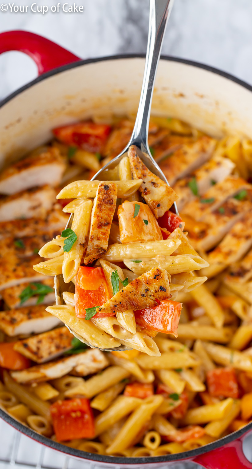 My favorite one pot recipe! One Pot Creamy Cajun Chicken Alfredo