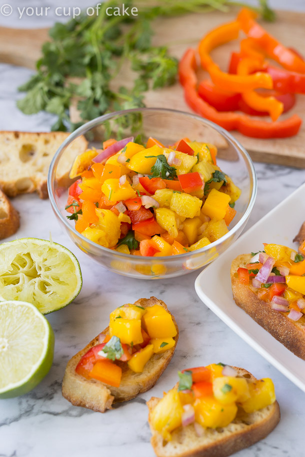 THE BEST summer bruschetta recipe Pineapple Mango Bruschetta