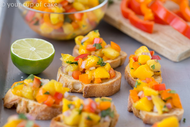 Summer Bruschetta Grilled Pineapple Mango Bruschetta