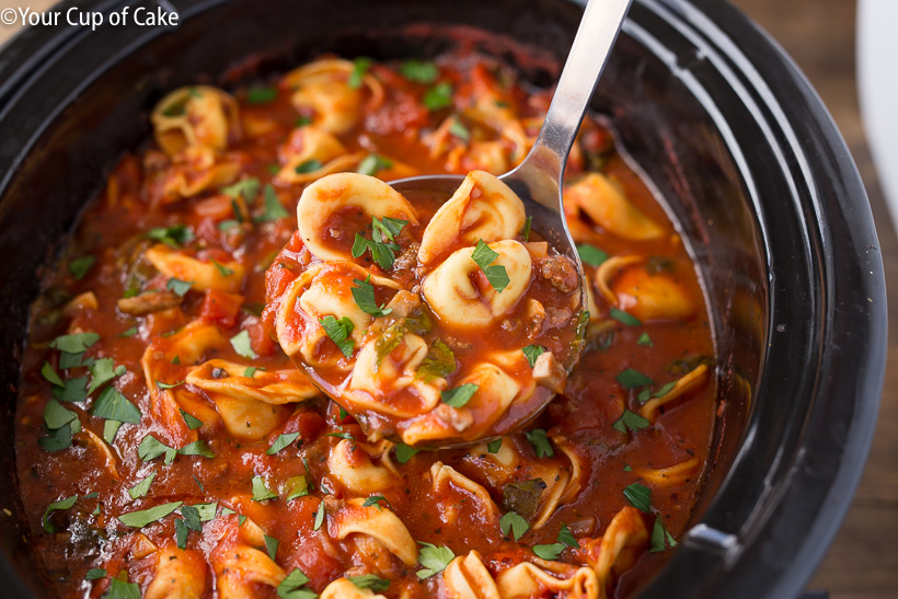 Yum! Slow Cooker Lasagna Tortellini Soup