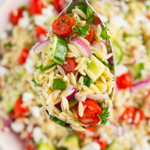 OBSESSED with this recipe. The BEST Orzo Pasta Salad!