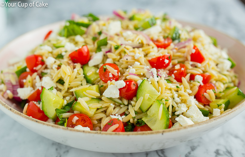 The Best Orzo Pasta Salad with a greek twist