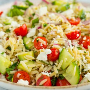 My FAVORITE pasta salad! The Best Orzo Pasta Salad