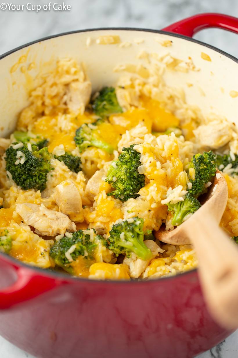 One Pot Cheesy Chicken Rice & Broccoli, my family LOVES this!