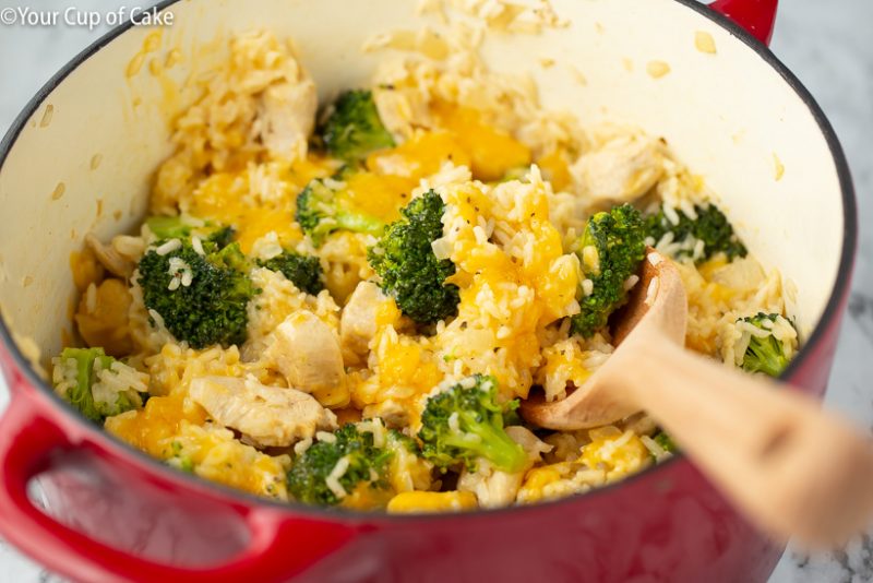One Pot Cheesy Chicken Rice and Broccoli - Your Cup of Cake