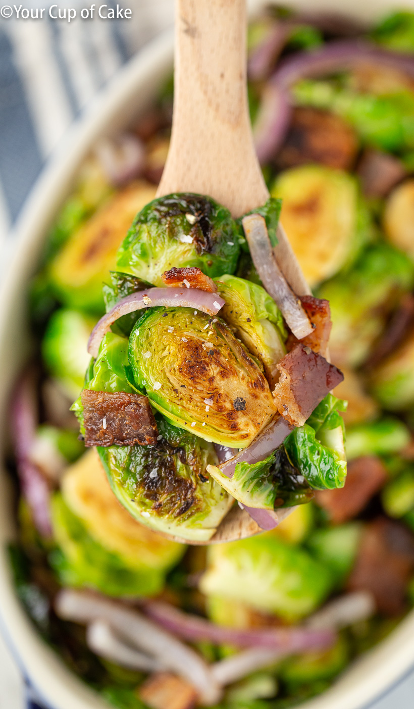 Easy recipe for Bacon Garlic Brussels Sprouts
