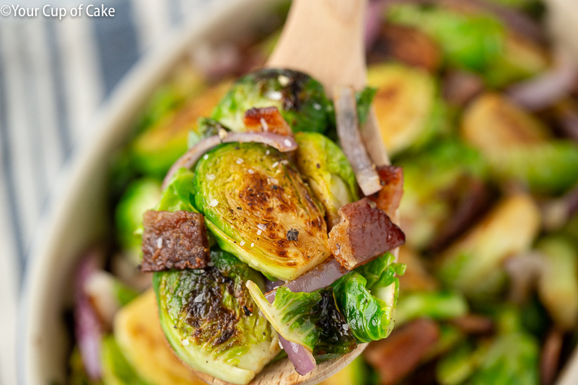 Quick and easy Bacon Garlic Brussels Sprouts