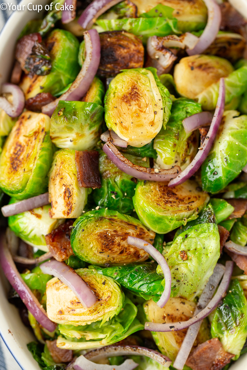 Easy to make Bacon Garlic Brussels Sprouts