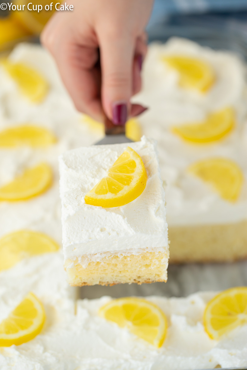 My family LOVES this Cake Mix Lemon Poke Cake recipe