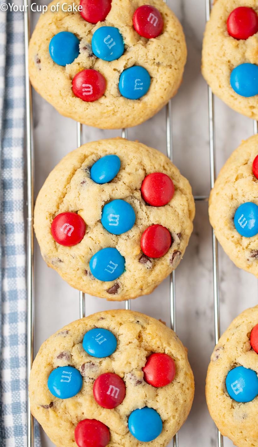 AMAZING Banana 4th of July Cookies made with M&M's!