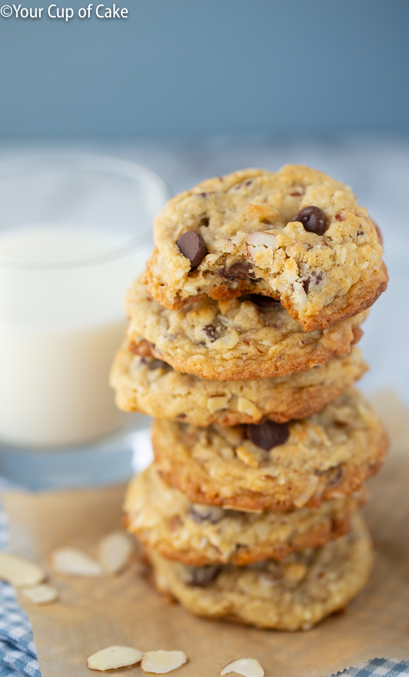 LOVE these Almond Joy Cookies with coconut and chocolate chips!