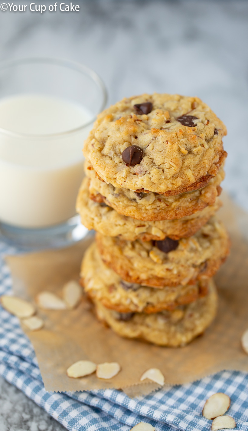 Almond Joy Cookies with chocolate chips and coconut, yum!