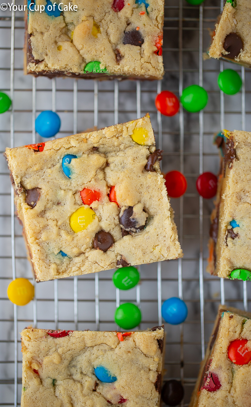 Yum! These are awesome! Chocolate Chip M&M Cookie Bars