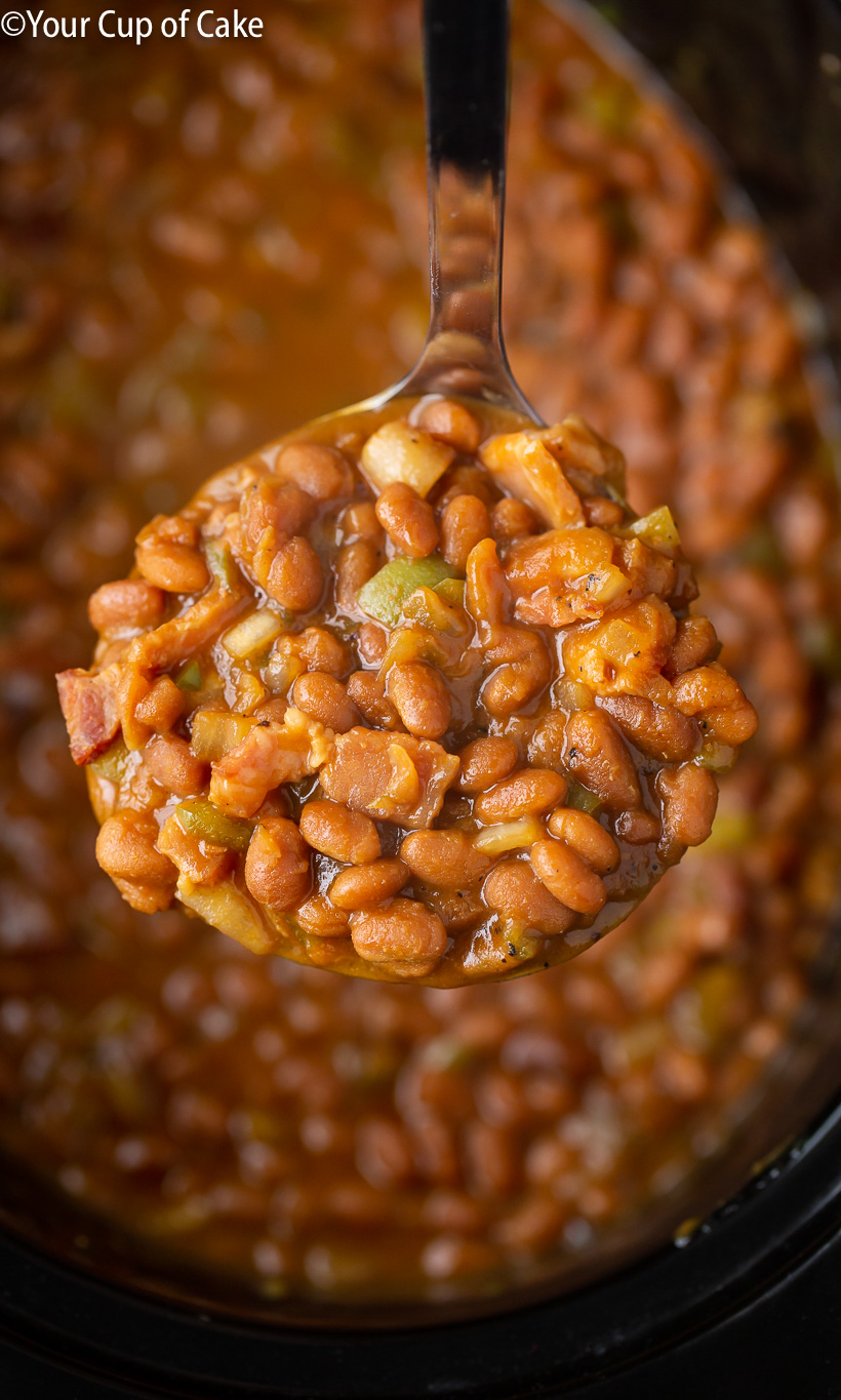 THE BEST Slow Cooker BBQ Baked Beans