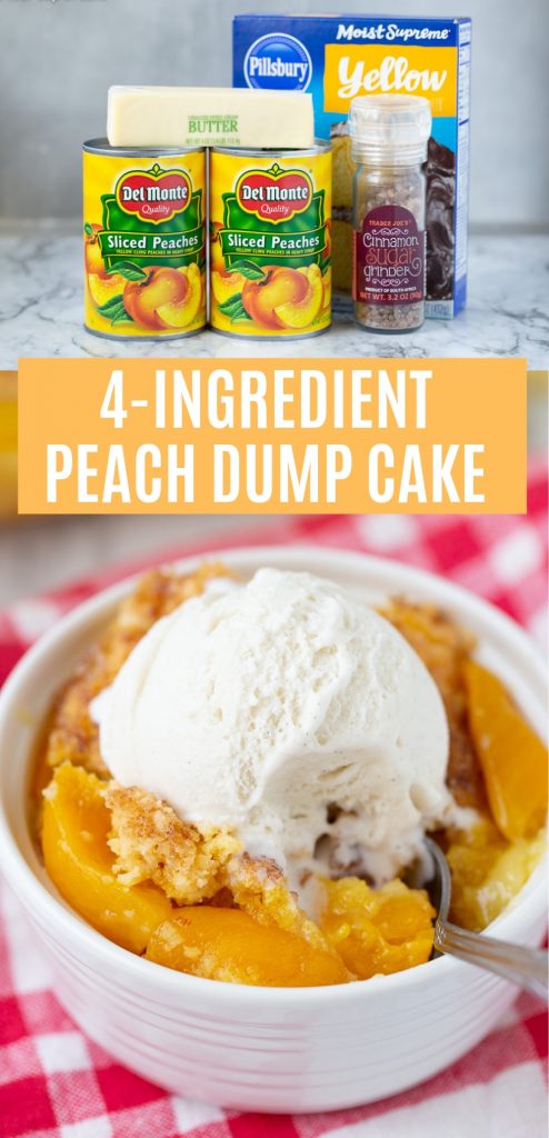 I LOVE this easy cake mix recipe! 4 Ingredient Peach Cobbler Dump Cake