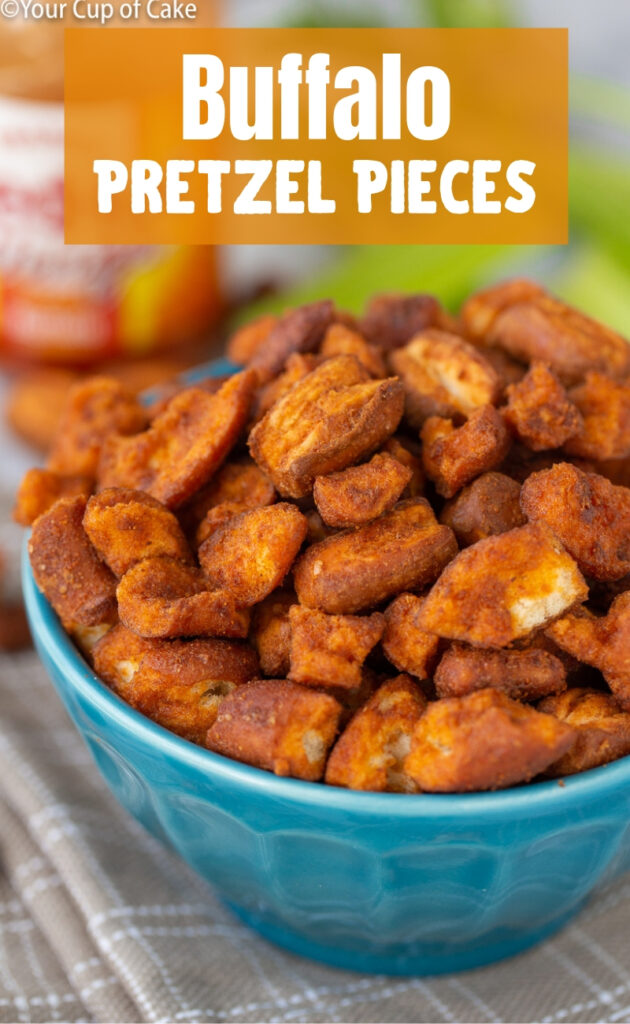 My husband is OBSESSED with these! Buffalo Pretzel Pieces have a little kick and I make them all the time! 