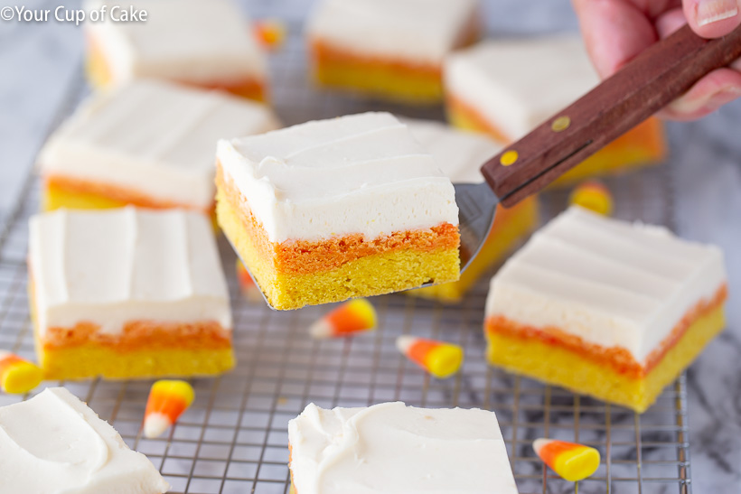 AMAZING Candy Corn Sugar Cookie Bars for Halloween!