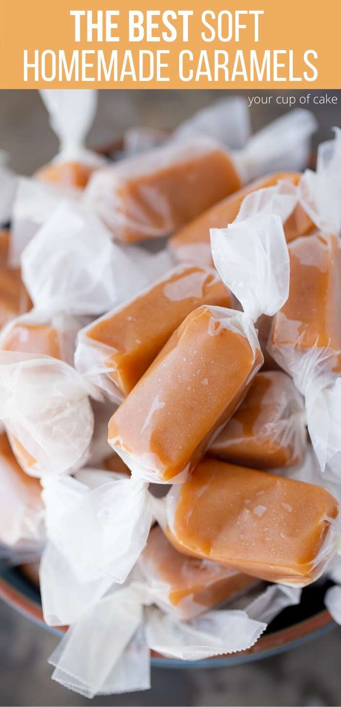 My FAVORITE treat to bring to neighbors every year. These caramels are so soft and buttery! Easy to make too!