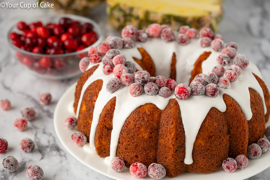 Easy to make Pineapple Cranberry Cake for Christmas