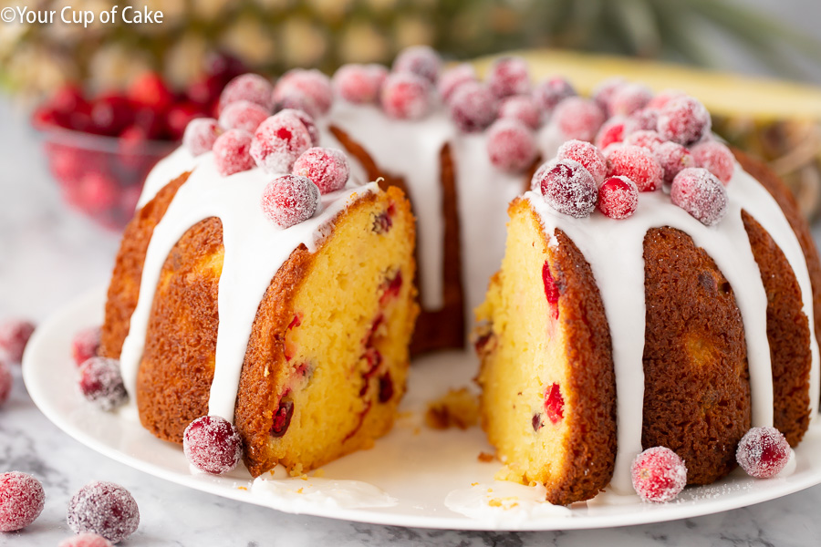 Pineapple Cranberry Bundt Cake for Christmas