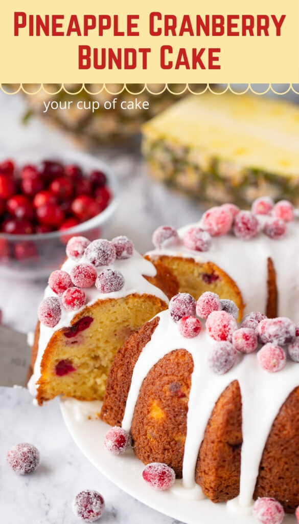 LOVE this recipe for Pineapple Cranberry Bundt Cake! My family begs for it every Christmas time