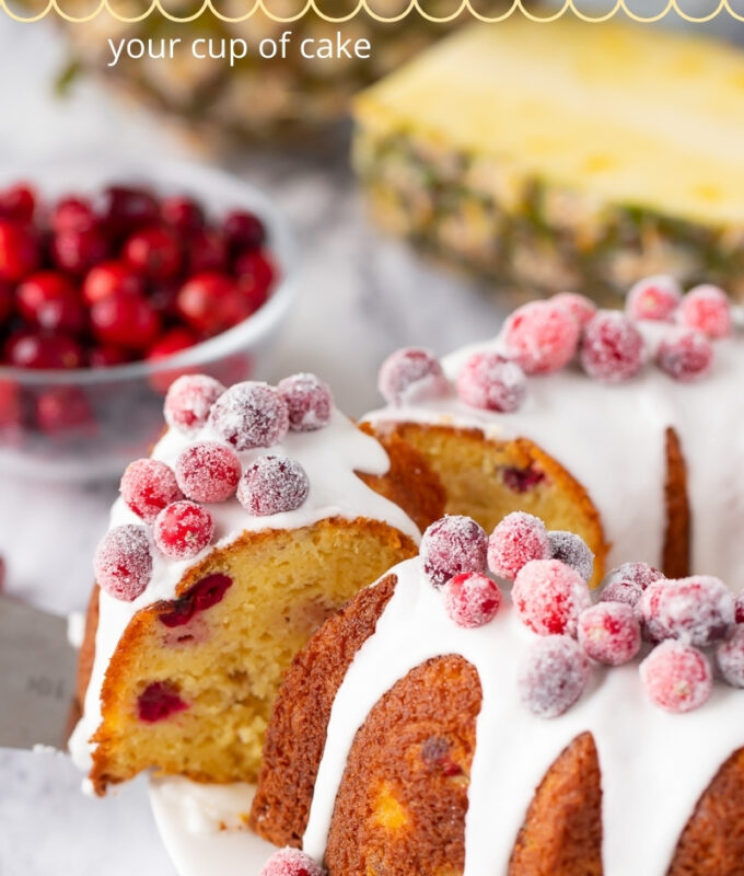 LOVE this recipe for Pineapple Cranberry Bundt Cake! My family begs for it every Christmas time