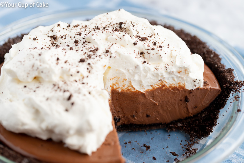 The Best Ever Chocolate Cream Pie recipe with Oreo Crust and whipped cream. Not only is this pie gorgeous, but it's insanely delicious.