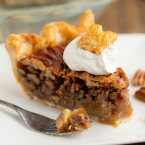 This pecan pie is AMAZING and the pie crust is so flaky!