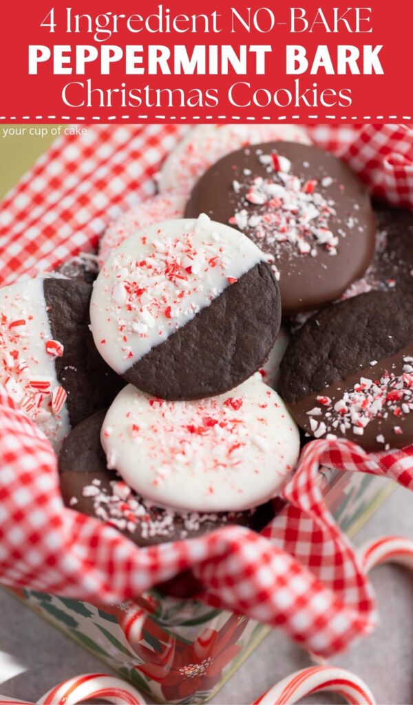 My go-to Christmas cookie every year because it's SO EASY! 4 Ingredient No-Bake Peppermint Bark Christmas Cookies.