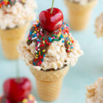 SO CUTE! Rice Krispie Treat Ice Cream Cones! So cute for kids and these won't melt on a hot day!