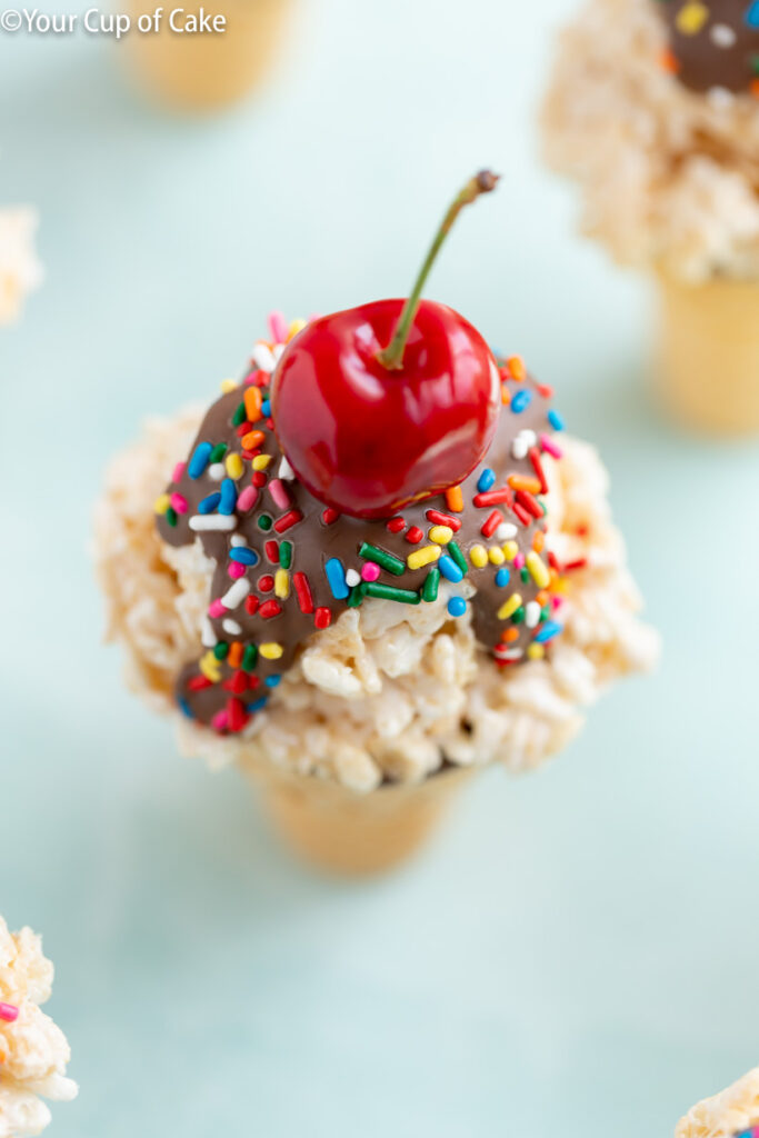 Rice Krispie Treat Ice Cream Cones for kids! Krispie Cones